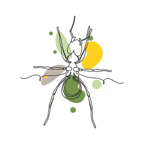 Continuous One Simple Single Line Drawing Ant Icon Silhouette White — 图库矢量图片