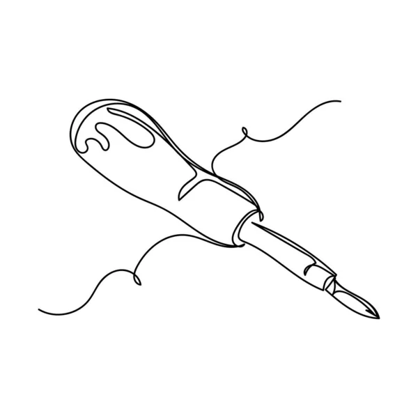 Continuous One Simple Single Line Drawing Screwdriver Icon Silhouette White — 图库矢量图片