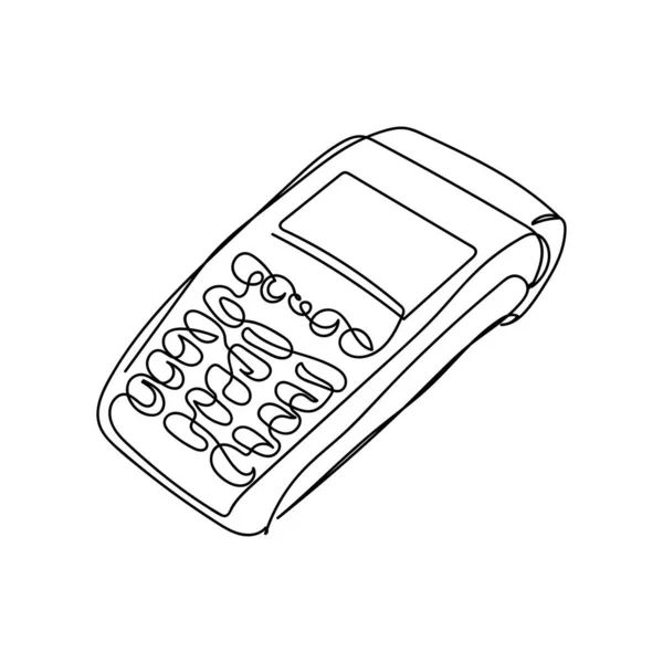 Continuous One Simple Single Line Drawing Payment Terminal Icon Silhouette — Stock vektor