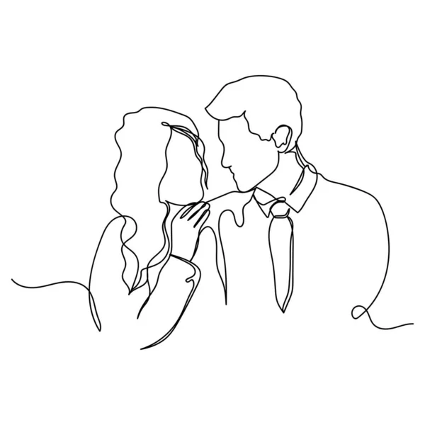 Continu Dessin Simple Ligne Simple Belle Icône Saint Valentin Couple — Image vectorielle