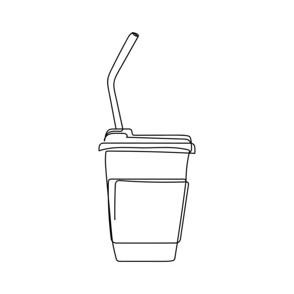 Dibujo Continuo Una Sola Línea Simple Taza Para Llevar Para — Archivo Imágenes Vectoriales