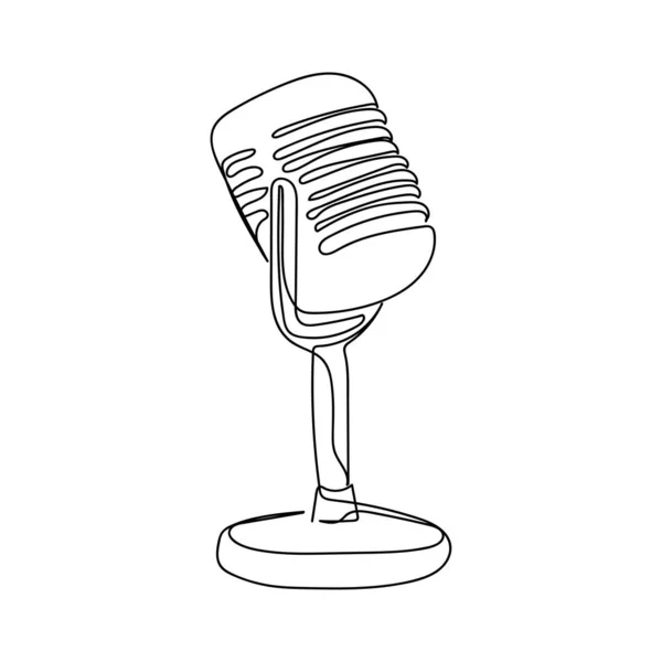 Beyaz Arkaplanda Siluet Şeklinde Basit Bir Mikrofon Simgesi Çizimi Devam — Stok Vektör