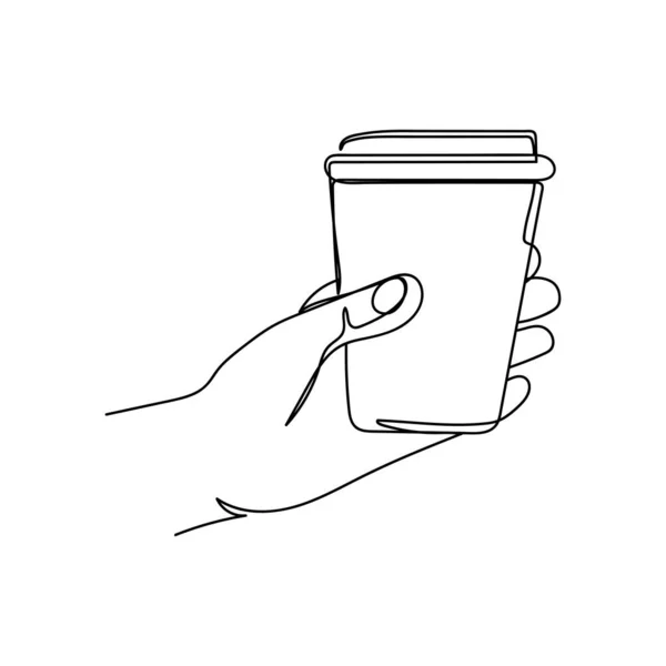 Continuo Simple Dibujo Una Sola Línea Mano Que Sostiene Icono — Vector de stock