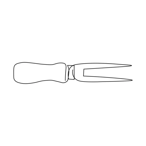Continuous One Simple Single Line Drawing Cheese Knife Icon Silhouette — Stock vektor