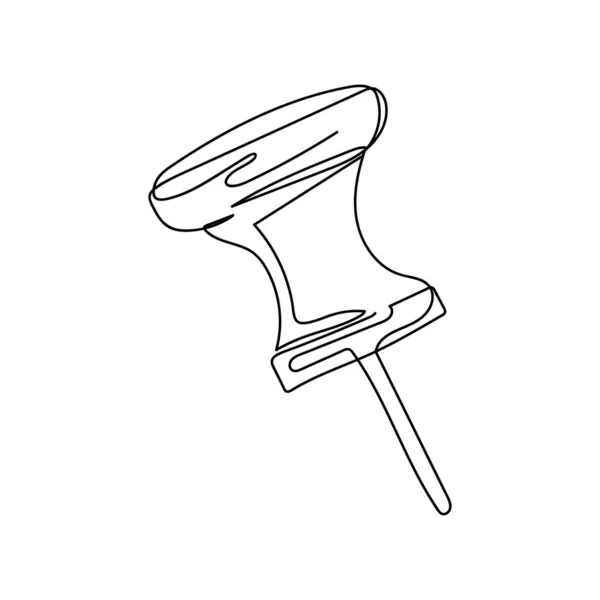 Continuous One Simple Single Line Drawing Push Pin Icon Silhouette — 图库矢量图片