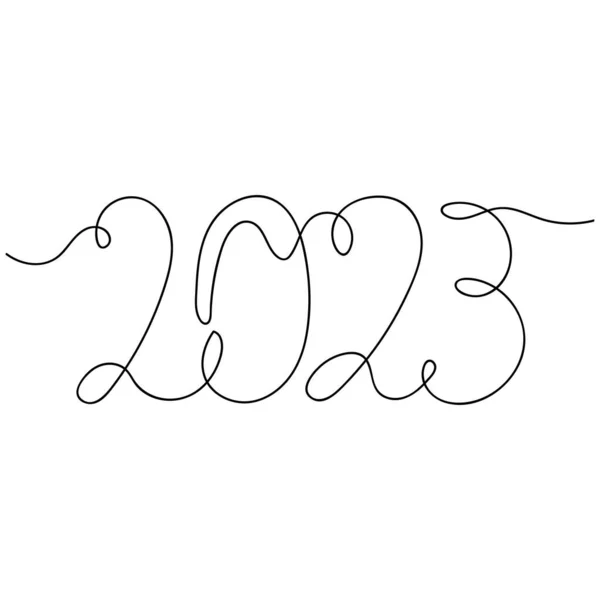 Continuous One Simple Single Line Drawing New Year 2023 Icon — Stock Vector