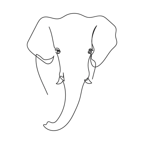 Continuous One Simple Single Line Drawing Animal Elephant Icon Silhouette — 图库矢量图片