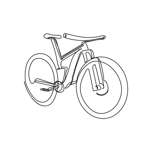 Continuous One Simple Single Line Drawing Bike Icon Silhouette White — Vetor de Stock