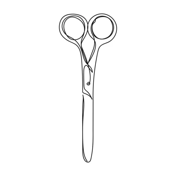 Continuous One Simple Single Line Drawing Scissors Icon Silhouette White — Vettoriale Stock