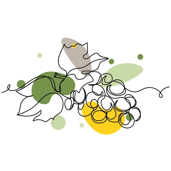 Kontinuierliche Einfache Einzeilige Zeichnung Von Trauben Bio Lebensmittel Symbol Silhouette — Stockvektor