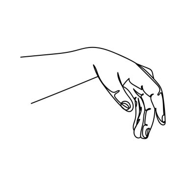 Continuous one simple single line drawing of woman s hand icon in silhouette on a white background. Linear stylized.