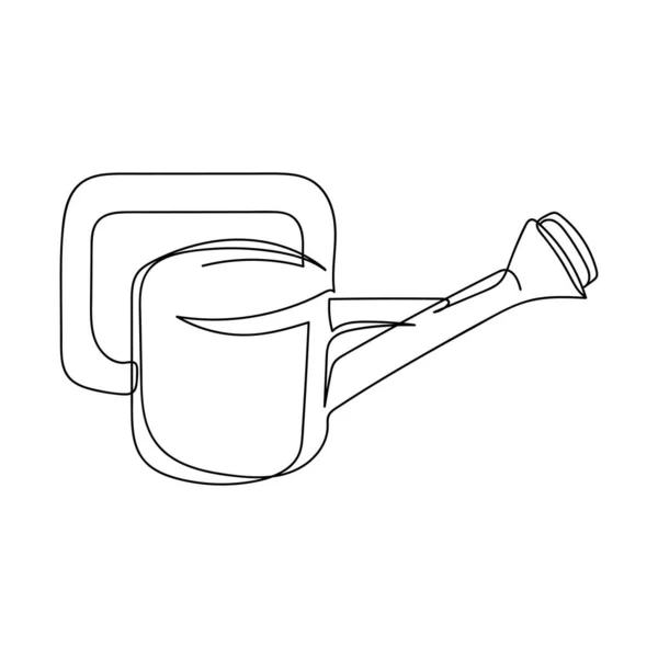 Безперервний Один Простий Однорядковий Малюнок Чайників Поливу Рослин Значок Силуеті — стоковий вектор