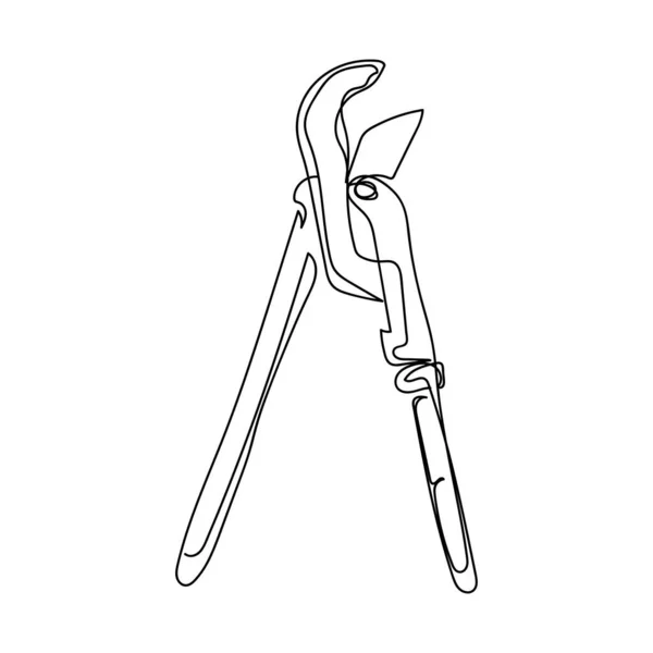 Continuous One Simple Single Line Drawing Plumber Wrench Icon Silhouette — Stock vektor