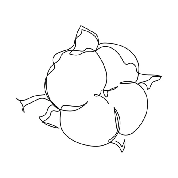 Непрерывный Один Простой Абстрактный Рисунок Иконы Цветка Хлопчатобумажного Растения Силуэте — стоковый вектор