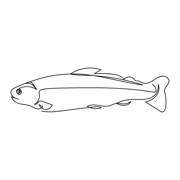 Continuous One Simple Single Abstract Line Drawing Freshly Fish Trout — Stock Vector