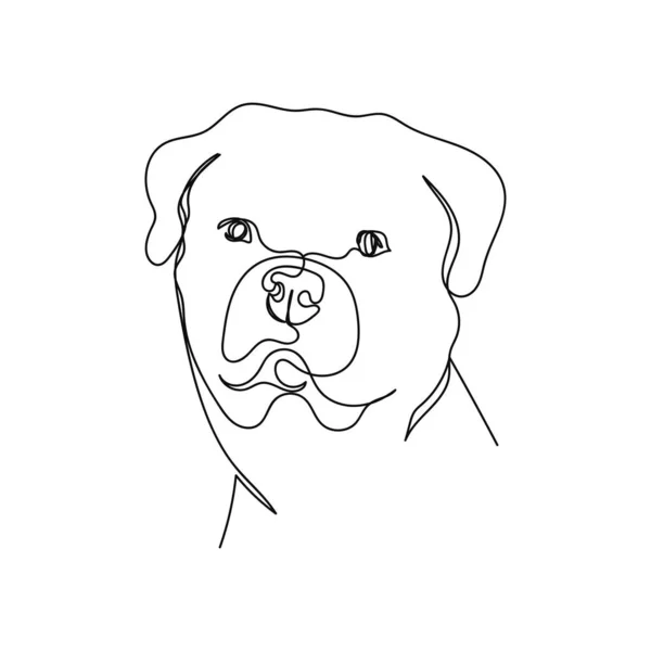 Непрерывный Один Простой Абстрактный Рисунок Линии Портрета Собаки Силуэте Белом — стоковый вектор