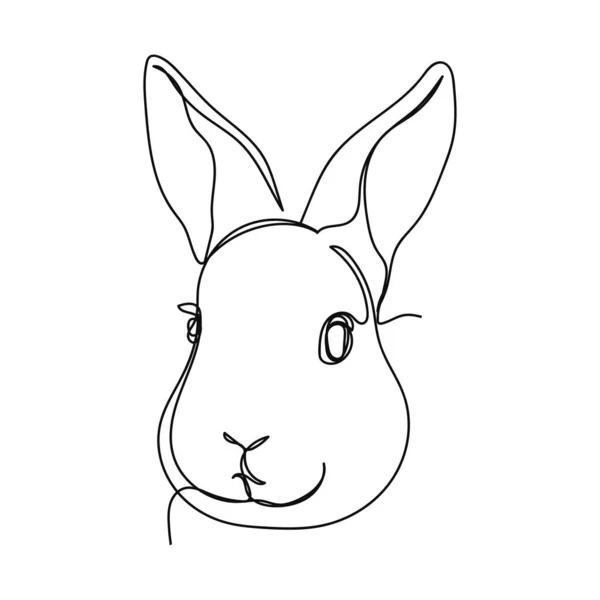Kontinuerlig Enkel Abstrakt Linje Ritning Kanin Kanin Porträtt Symbol 2023 — Stock vektor
