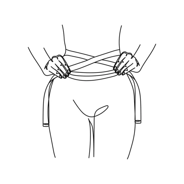 Kontinuierliche Einfache Abstrakte Linienzeichnung Der Taille Einer Frau Mit Klebeband — Stockvektor