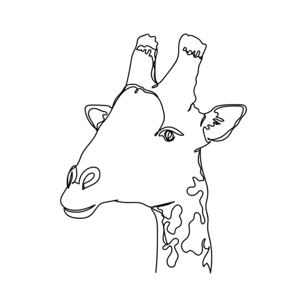 Continuous One Simple Single Abstract Line Drawing Giraffe Face Icon — Διανυσματικό Αρχείο