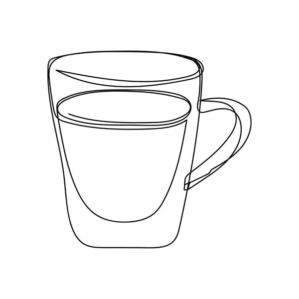 Continu Dessin Simple Ligne Abstraite Simple Tasse Verre Icône Café — Image vectorielle