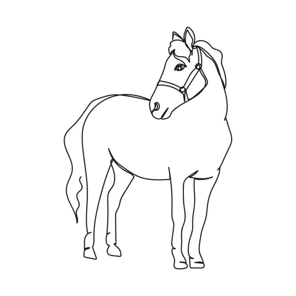 Continu Simple Dessin Ligne Abstrait Simple Beau Portrait Animal Cheval — Image vectorielle