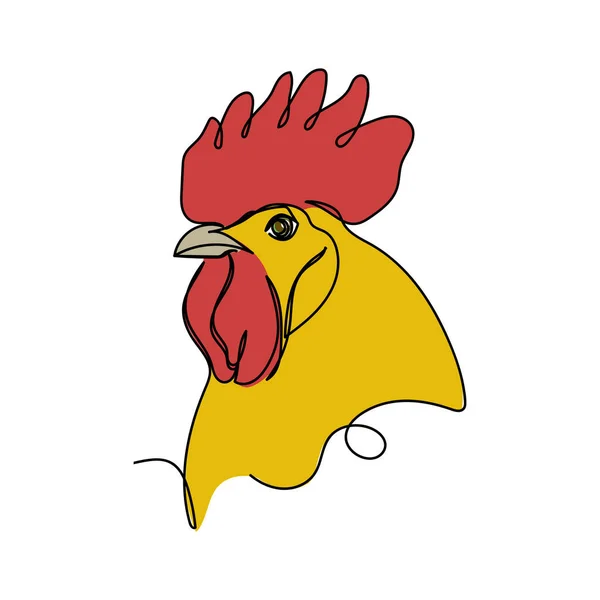 Dibujo Continuo Una Sola Línea Abstracta Simple Hermoso Gallo Pollo — Archivo Imágenes Vectoriales