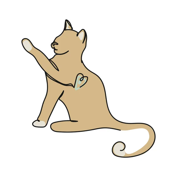 Continu Een Eenvoudige Abstracte Lijntekening Van Kitten Kat Dier Concept — Stockvector