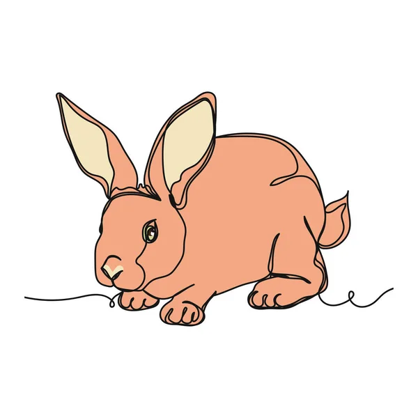 Continuo Simple Dibujo Línea Abstracta Simple Conejo Animal Lindo Conejo — Archivo Imágenes Vectoriales