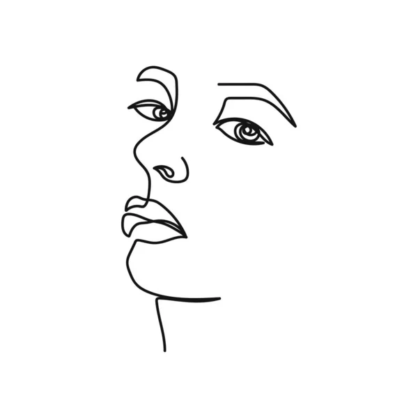 Continuous One Simple Single Abstract Line Drawing Beautiful Young Woman — Stock Vector