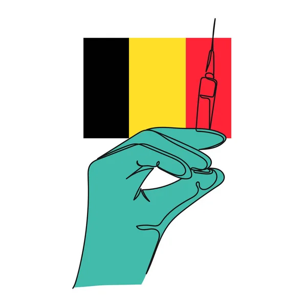 Belçika Nın Silüetinde Beyaz Bir Zemin Üzerinde Ele Tutuştuğu Aşının — Stok Vektör