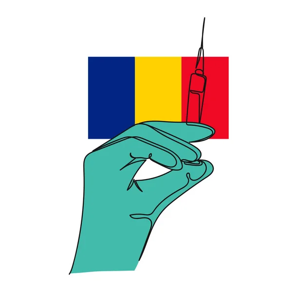 Romanya Ele Tutuşma Aşısı Aşılarının Beyaz Arka Planda Silüet Şeklinde — Stok Vektör