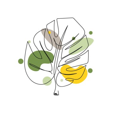 Beyaz bir arkaplanda silüet halinde tek bir basit tropikal çizgi çizimi devam ediyor. Doğrusal biçimlendirilmiş.