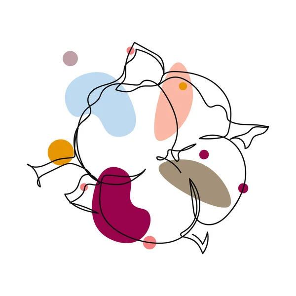 Непрерывный Один Простой Абстрактный Рисунок Иконы Цветка Хлопчатобумажного Растения Силуэте — стоковый вектор