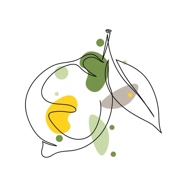 Kontinuierliche Einfache Abstrakte Linienzeichnung Eines Zitronensymbols Silhouette Auf Weißem Hintergrund — Stockvektor