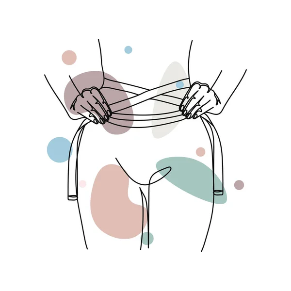 Kontinuierliche Einfache Abstrakte Linienzeichnung Der Taille Einer Frau Mit Klebeband — Stockvektor