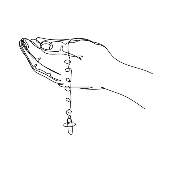 Continuous Dessin Simple Ligne Abstraite Simple Croix Dans Main Pâques — Image vectorielle