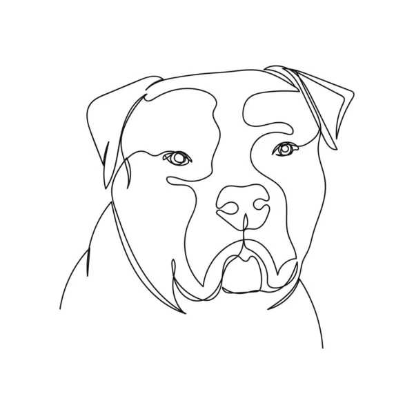 白い背景にシルエットで犬の肖像画動物のコンセプトの連続的な1つの単純な単抽象線画 線形形式 — ストックベクタ