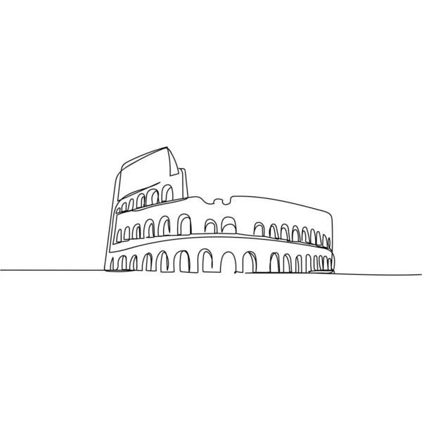 Continu Een Eenvoudige Abstracte Lijn Tekening Van Colosseum Amfitheater Van — Stockvector