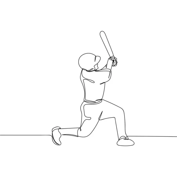 Continuous Simple Dessin Abstrait Base Ball Homme Concept Sport Silhouette — Image vectorielle