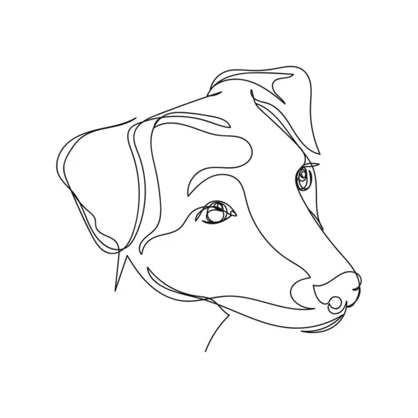 连续一个简单的抽象线条画的头犬头像动物概念标识或图标在一个白色背景的轮廓 线性风格化 — 图库矢量图片