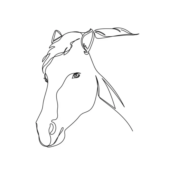 Ciągły Jeden Prosty Abstrakcyjny Rysunek Linii Ikony Logo Głowy Konia — Wektor stockowy