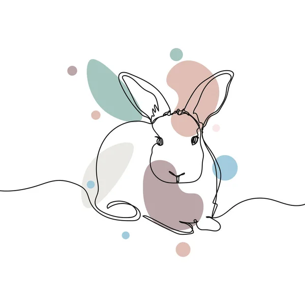 连续一个简单的单幅抽象线条画的可爱兔子肖像东方的概念图标在轮廓上的白色背景 线性风格化 — 图库矢量图片