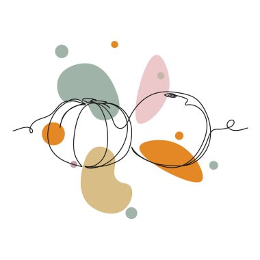 Beyaz bir arkaplanda mandalina simgesinin sürekli tek bir soyut çizgi çizimi. Doğrusal biçimlendirilmiş.