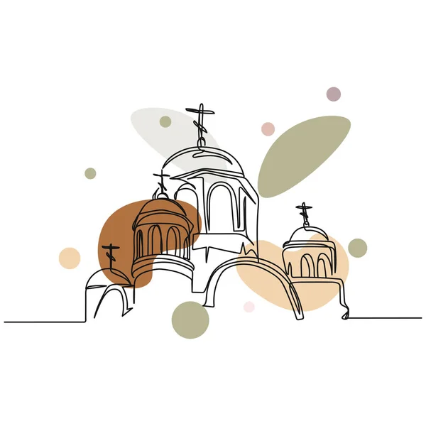 Contínuo Desenho Linha Abstrata Único Simples Conceito Páscoa Igreja Ícone — Vetor de Stock