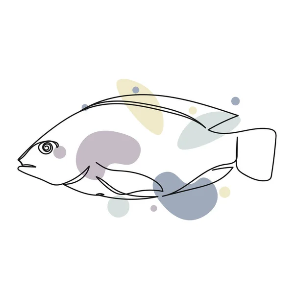 Dibujo Continuo Una Sola Línea Abstracta Simple Tilapia Icono Pescado — Vector de stock