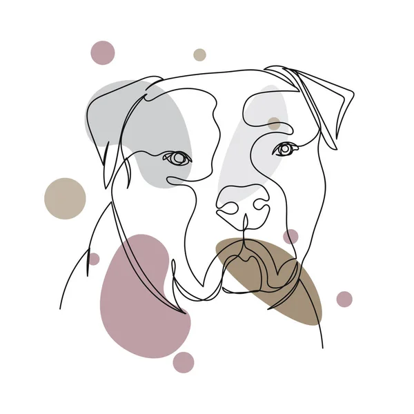 Continuo Una Sola Línea Abstracta Simple Dibujo Perro Retrato Animal — Vector de stock