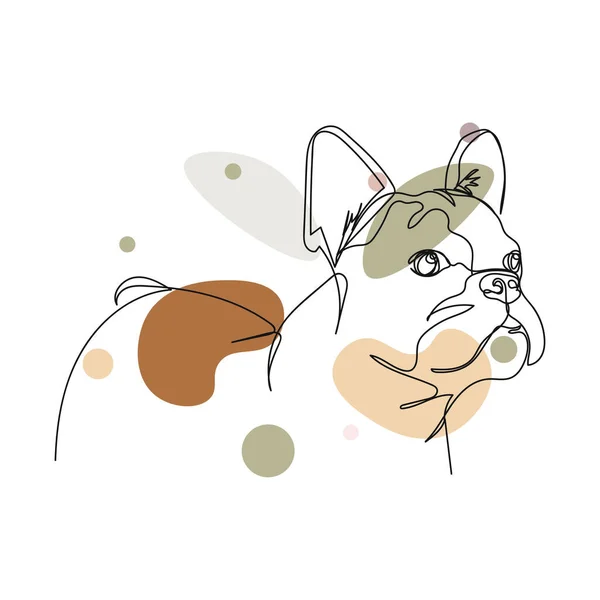 Continu Dessin Simple Ligne Abstraite Simple Bouledogue Portrait Animal Concept — Image vectorielle