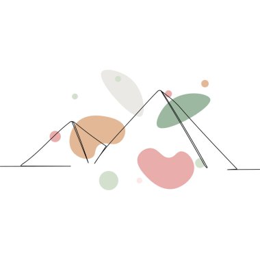 Beyaz bir arkaplanda siluet içinde basit ve soyut bir piramit çizimi devam ediyor. Doğrusal biçimlendirilmiş.