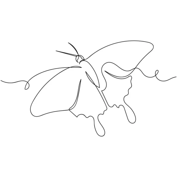 Kontinuierliche Einfache Abstrakte Linienzeichnung Eines Schmetterlings Silhouette Auf Weißem Hintergrund — Stockvektor