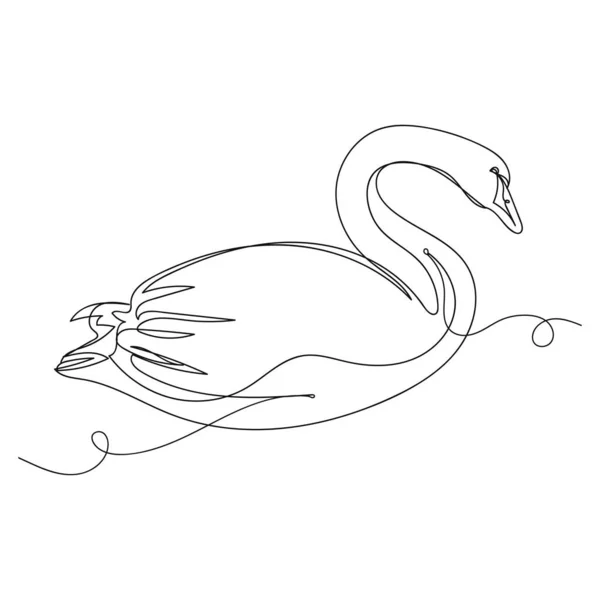 Desenho Linha Abstrato Simples Contínuo Conceito Pássaro Animal Cisne Silhueta — Vetor de Stock